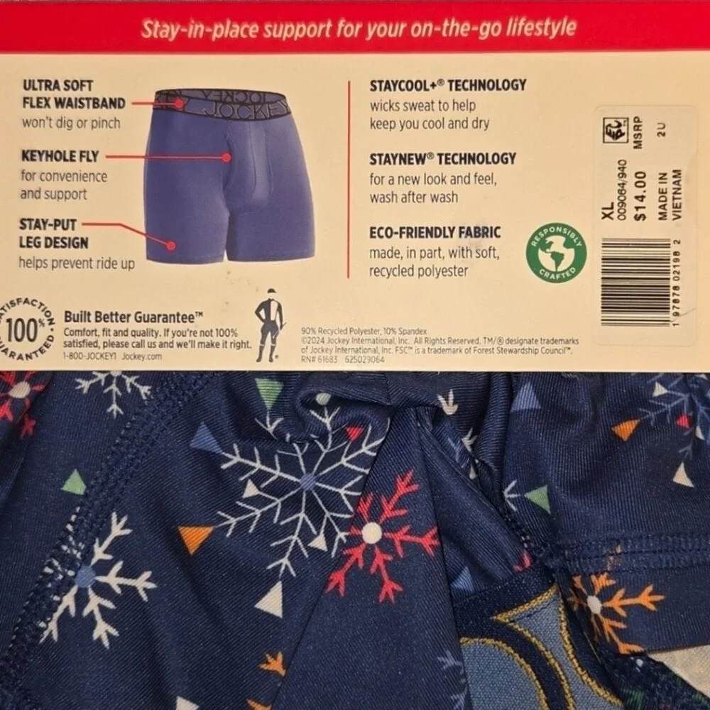 NWT Jockey Everyday Actice Boxer Brief Microfiber Stretch